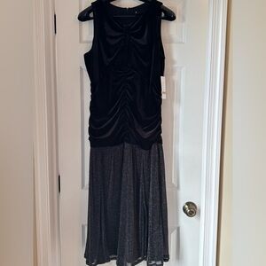 Maison Tara Black and Silver Maxi Dress